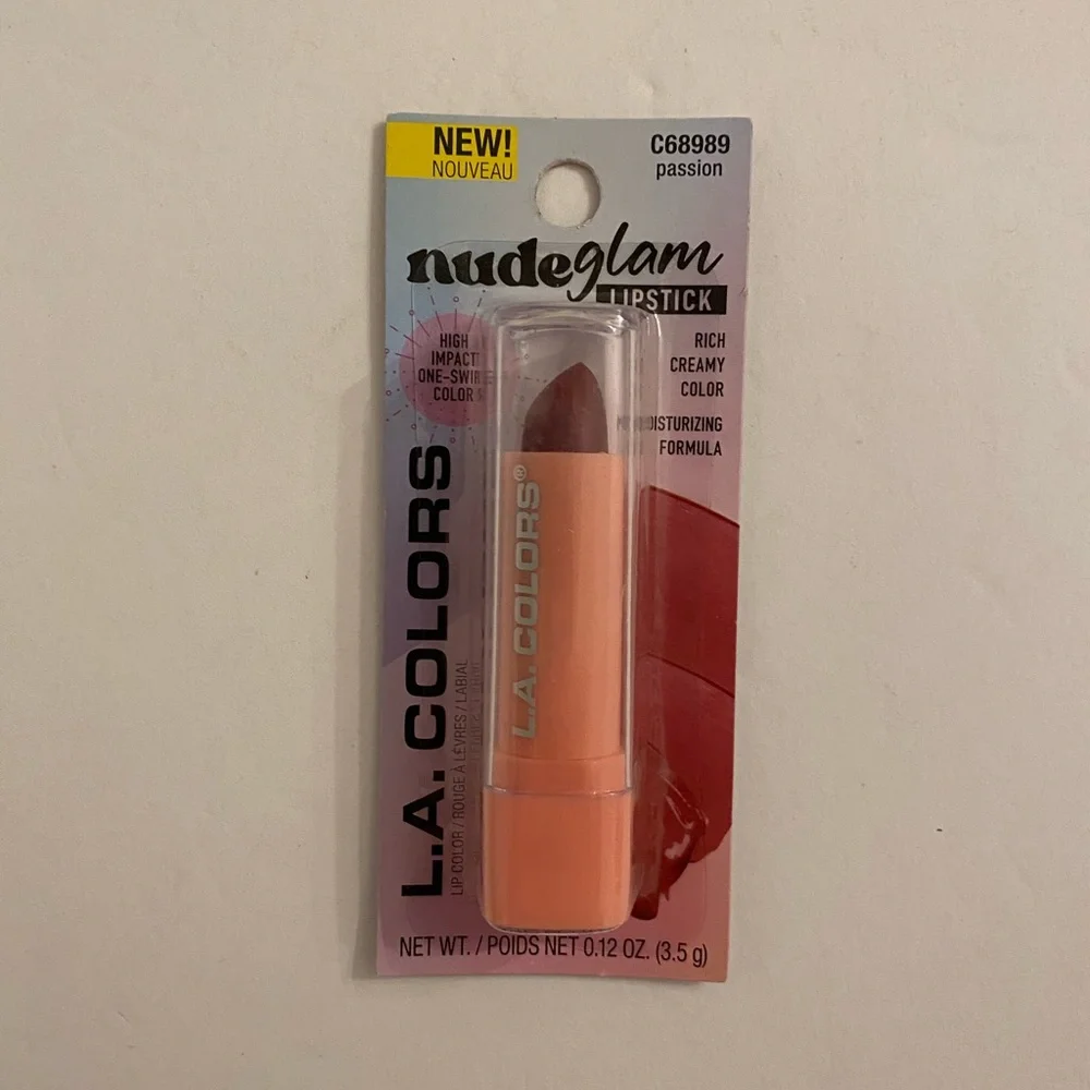 LA Colors Rare Nude Glam Lipstick High Impact Color Passion C68989 New Sealed
